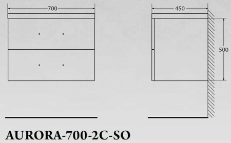 База под раковину BelBagno AURORA-700-2C-SO-CP